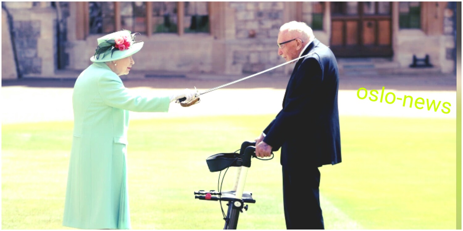 ملكة بريطانيا الملكة إليزابيث تقدم لقب السير للرجل البالغ من العمر 100عام والذي يدعى مور